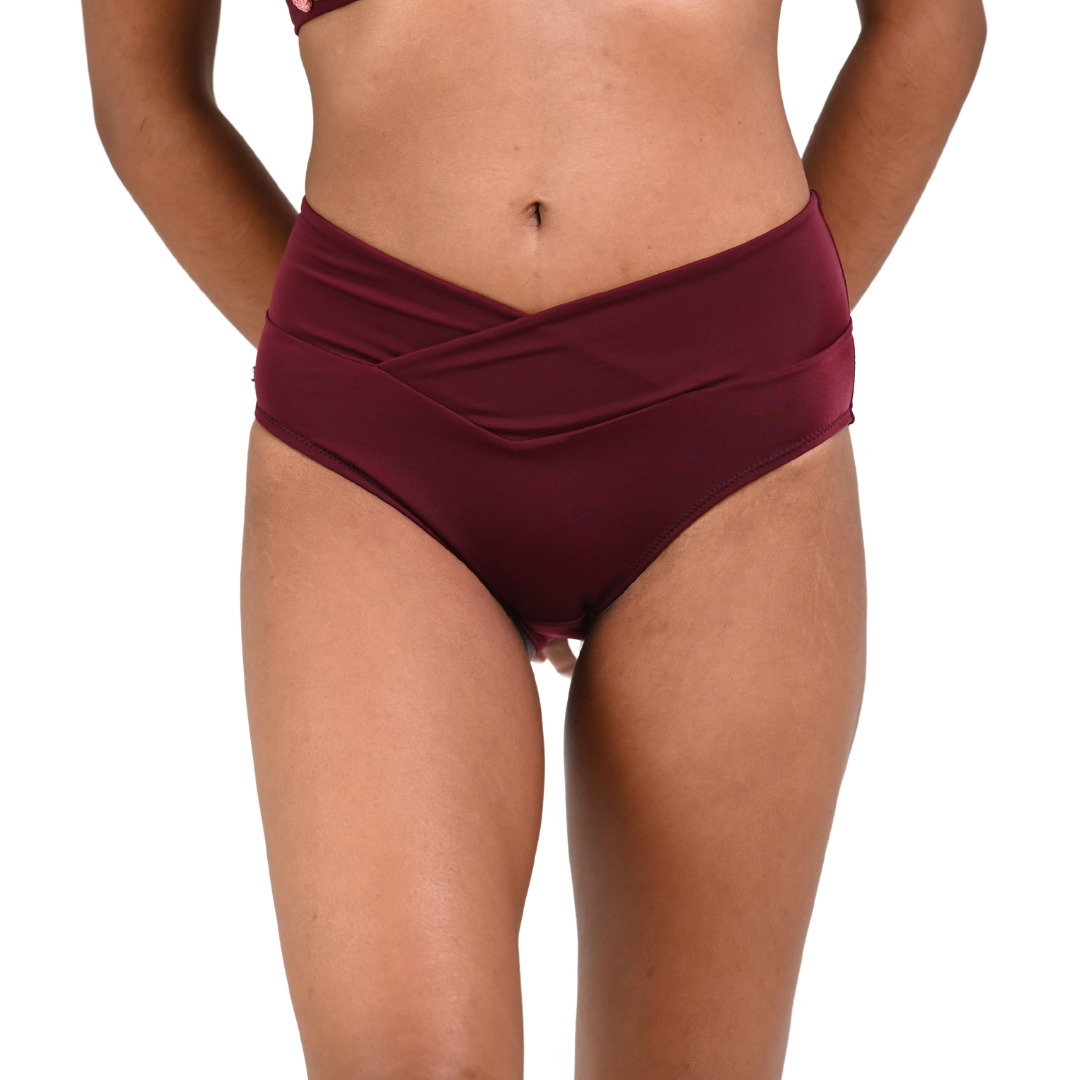 Cross panel high waist bikini bottom