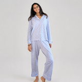 Cotton Embroidered Striped Pyjama Set