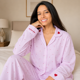 Cotton Embroidered Striped Pyjama Set