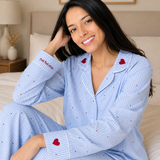 Cotton Embroidered Striped Pyjama Set